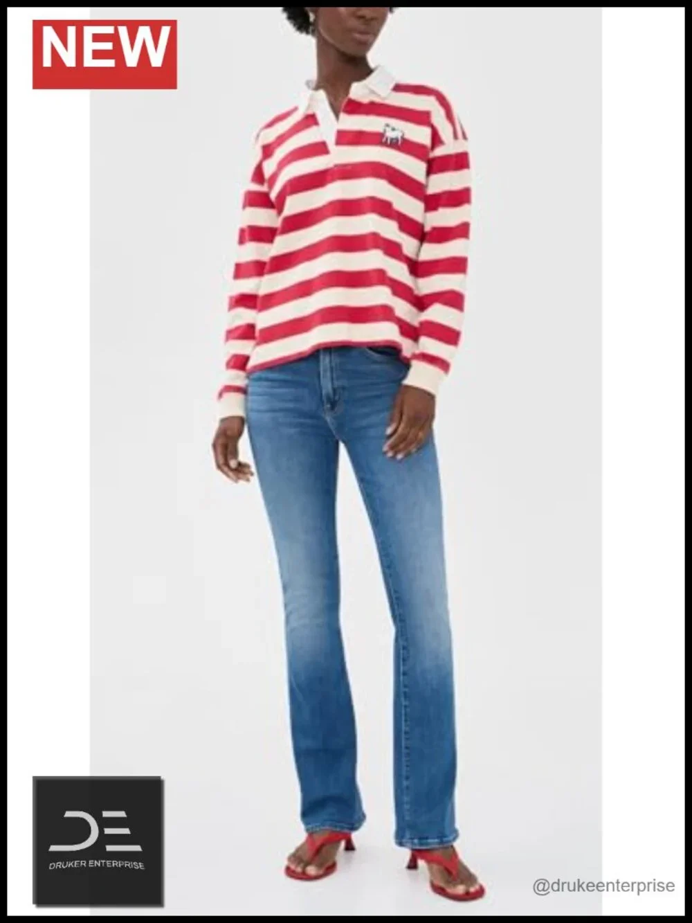 High Rise Skinny Straight Leg Jeans Mid-Rise Denim
